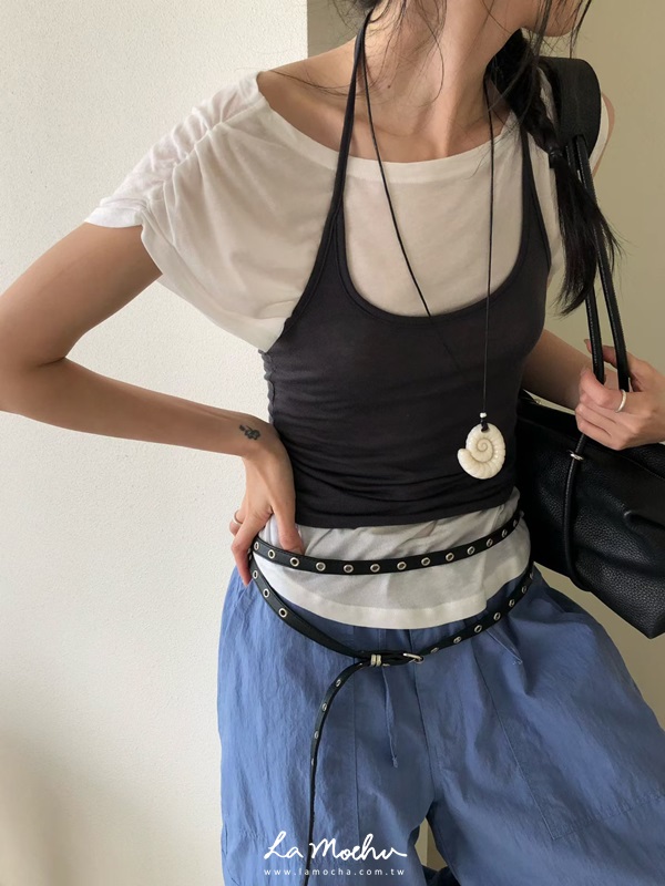 設計袖真兩件式上衣